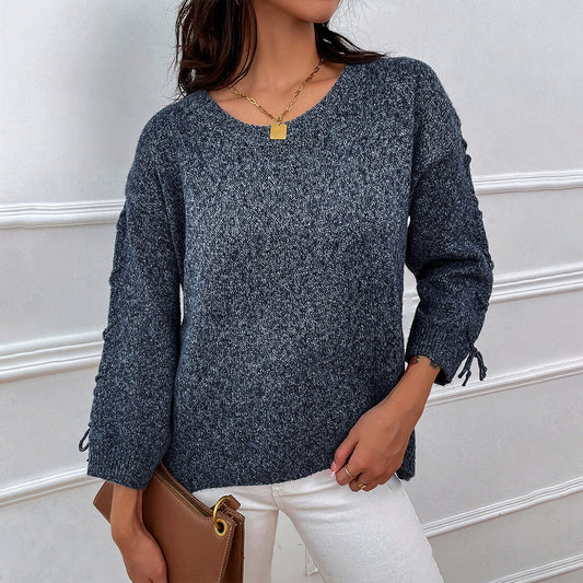 Round Neck Dropped Shoulder Sweater