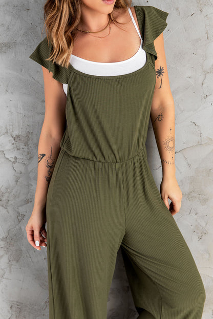 Flutter Sleeve Ribbed Jumpsuit