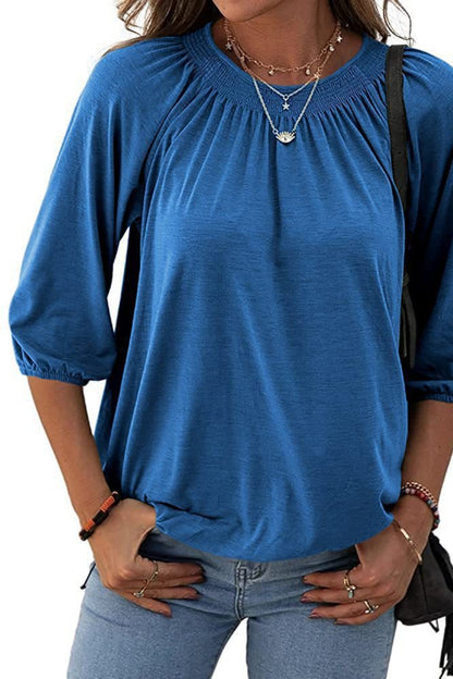 Gathered Detail Round Neck T-Shirt