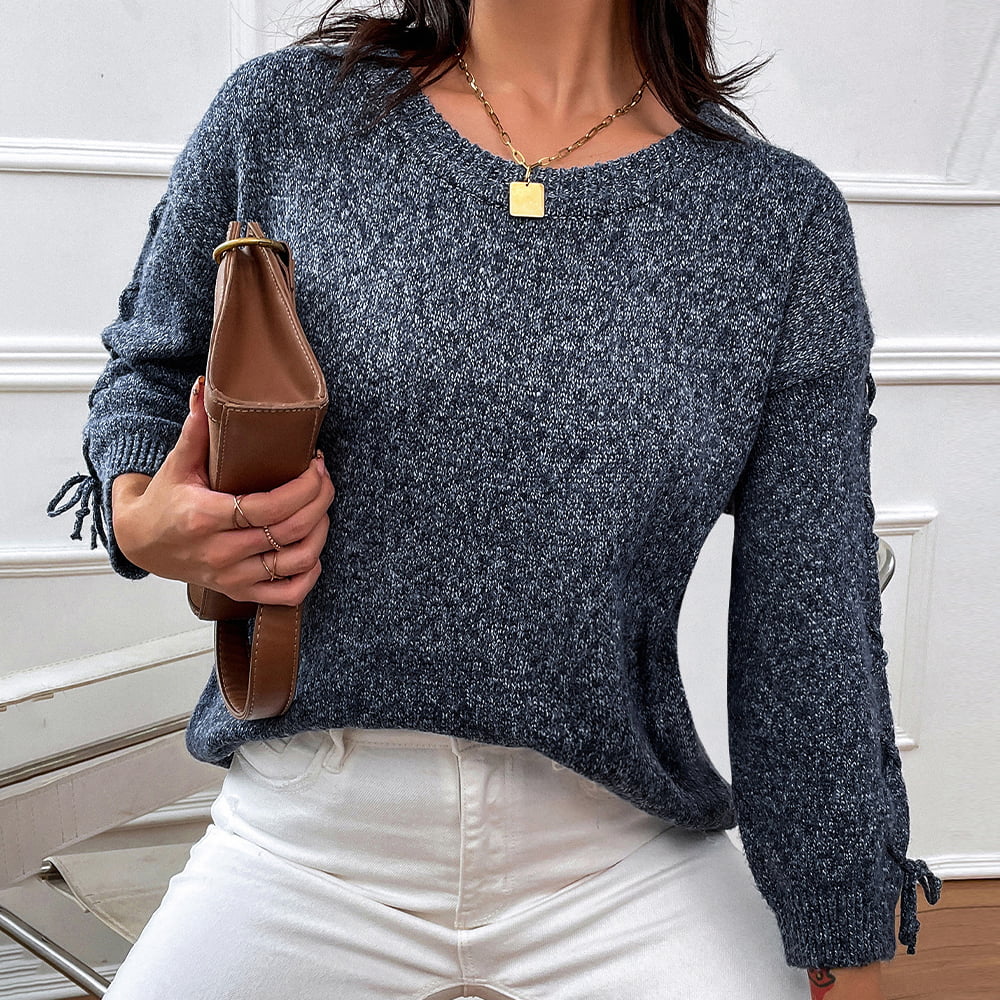 Round Neck Dropped Shoulder Sweater