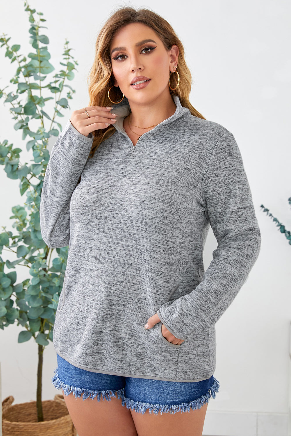 Heathered Quarter Zip Pullover