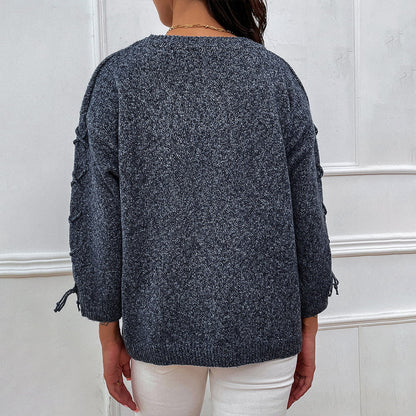 Round Neck Dropped Shoulder Sweater