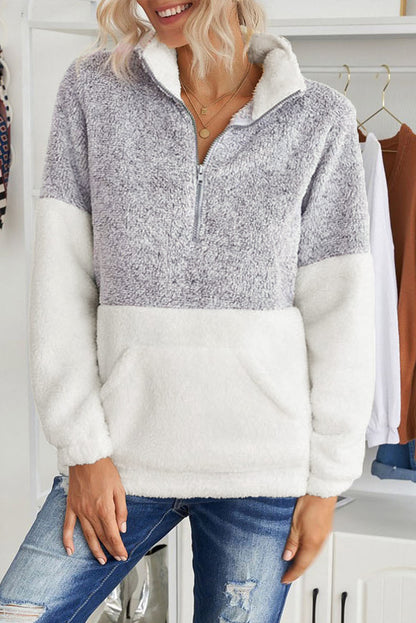 Half Zipper Fleece Sweatshirt with Pocket