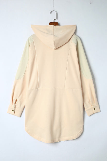 Long Sleeve Buttoned Hoodie with Pockets