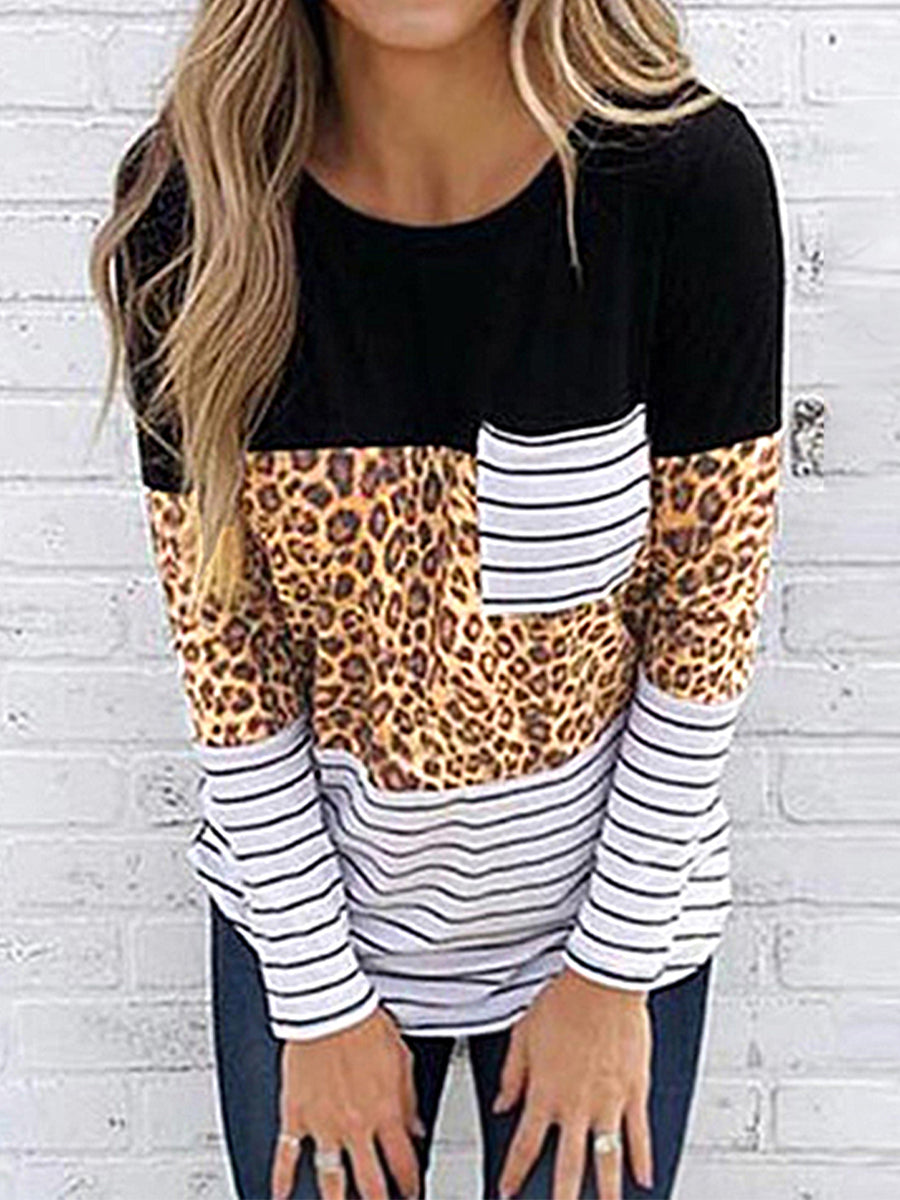 Leopard Striped Long Sleeve T-Shirt